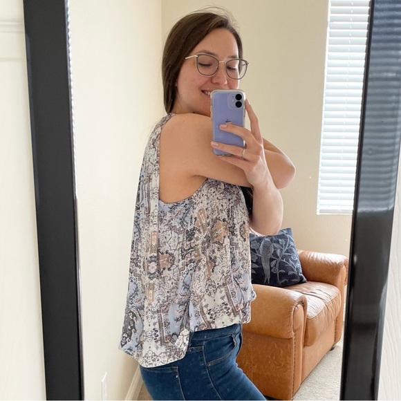 🎃 Free People Darcy Floral Swing High-Low Sleeveless Boho Top Small - Picture 6 of 16